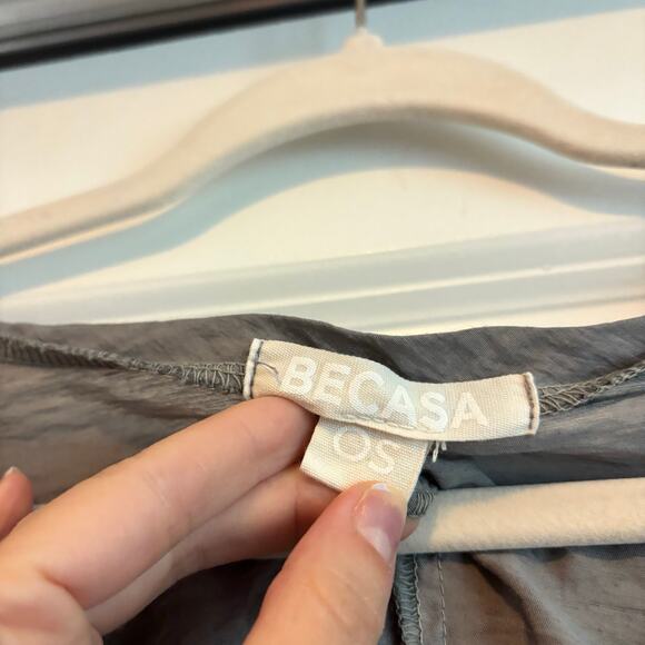 Becasa Gray Slouchy Pullover Tunic Top Boho OS Lagenlook Natural Essential - Picture 8 of 9